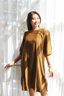 Dress Baju Hamil Menyusui Polos Simple Modis Lyodra - DRO 1010 Kuning